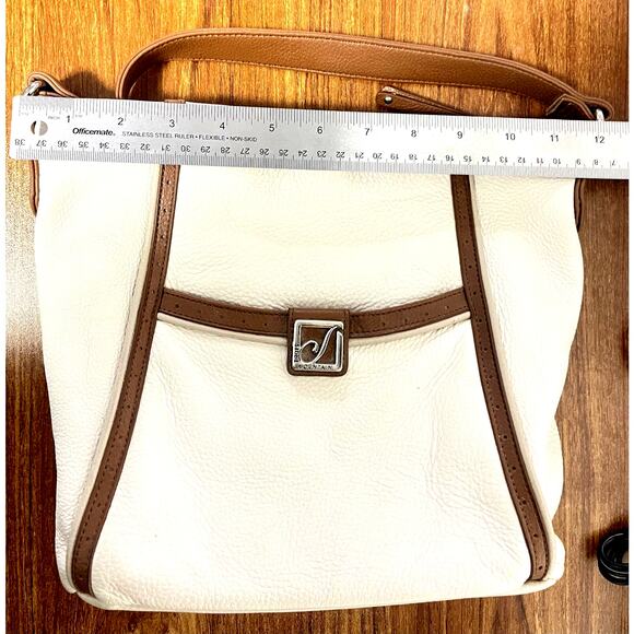 VTG Stone Mountain White Leather Shoulder Bag with Adjustable Strap - Picture 10 of 11
